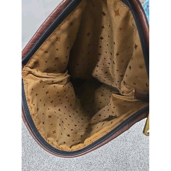 Fossil Long Live Cowhide Leather Fold Over Shoulder/Crossbody Bag Brown VINTAGE - Picture 7 of 11